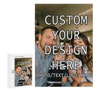 Puzzle personnalisé Photo, Personnalisable avec Photos, Texte, nom ou Logo, 300/500/1000 pièces en Bois, pour Homme et Femme, pour Famille Couple Enfant, Noël Mariage Anniversaire