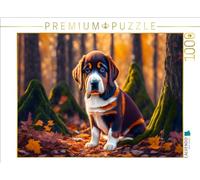 Puzzle · Petit Chien dans la forêt d'automne | 1000 pièces · Format assemblé 64 × 48 cm · CALVENDO Puzzle