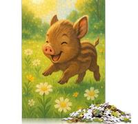 Puzzle « Petit Cochon Heureux dans Un Pr頻 - 500 pièces - Puzzle en Bois pour Adultes (18+) - Jeu éducatif - 500 pièces (52 x 38 cm)