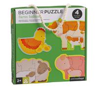 Puzzle Petit Collage pour débutants, pour bébés de la ferme - Comprend 4 mini-puzzles (3 à 5 pièces chacun) - Puzzles d'animaux mignons pour les