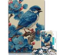 Puzzle Petit Oiseau Bleu 1000 Pièces Adultes Puzzles Difficile, Décompressant Intellectuel Jouet Éducatif Cadeaux Secrets du Père Noël 26x38cm