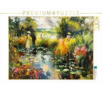 Puzzle · Petit Pont de Jardin Entre des étangs Fleuris dans Un Parc | ensoleillé · jeu de puzzle · Un motif de jardin moderne… · 1000 pièces · Format assemblé 64 × 48 cm · CALVENDO Puzzle