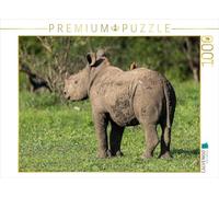 Puzzle · Petit rhinocéros Blanc avec asticot en Afrique du Sud | Portrait d'un bébé rhinocéros · 1000 pièces · Format assemblé 64 × 48 cm · CALVENDO Puzzle