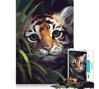 Puzzle Petit Tigre dans la Jungle pour Adultes, 1000 pièces, Jeu de logique mentale, Doux et Relaxant, découpe Ferme, liste de souhaits du Père Noël 50x75cm