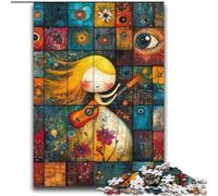 Puzzle Petite Fille Jouant de la Guitare 2000 Pièces pour Adolescents, Jeux Éducatifs DIY avec Affiche et Fiche de Trivia pour 14 Ans et Plus 70x100cm
