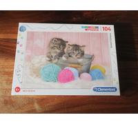 Clementoni - 27115 - Supercolor - Chatons et Pelottes - 104 Pièces - Puzzle de Deux Jeunes Chatons - Jeu de Création et Logique pour Enfants à partir de 6 Ans et Plus