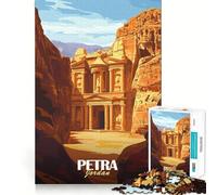 Puzzle Petra Jordan Affiche de Voyage 1000 pièces Jeu de logique Transparent Loisirs Silencieux Découpe Parfaite Cadeau élégant (38x26cm)