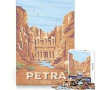 Puzzle Petra Jordan Travel Print pour Adultes,1000 pièces,Puzzle créatif aux Bords Nets,idéal pour développer la mémoire et développer la Pleine Conscience (50x75cm)