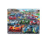 Puzzle PG1 Larsen Voitures de Course pour Enfants - 38 Pièces - Puzzle Éducatif Garçon & Fille - Stimule Imagination et Motricité - Cadre Solide en Carton Recyclé - Idée Cadeau Noël