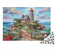 Puzzle Phare Chemin Île 1000p 52x38cm Papier Recy dultes Défi Difficile Anti-Stress Activité Maison Idée Cadeau