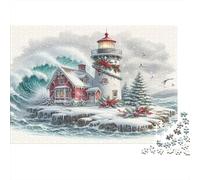 Puzzle Phare Hivernal 70x50cm 1000p Papier Recy dulte Paysage Côtil Enneigé Défi Difficile Détente Décoration Maison Cadeau Hommes