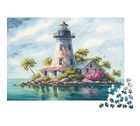 Puzzle Phare Île Tropicale 1000p 70x50cm Papier Recy dultes Jeu Stimulant Activité Maison Cadeau 12+ Ans