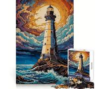 Puzzle Phare Nuit Étoilée pour Adultes 1000 Pièces Smart Reason Toy Group Joy Smooth Edge Fine Art Piece 50x75cm