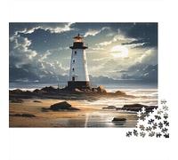 Puzzle Phare Reflet Côtière 1000p 70x50cm Papier Recy dultes Jeu Éducatif Anti-Stress Apprentissage Famille Idée Cadeau