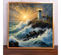 Puzzle Phare Vague de Mer de 120 Pièces pour Adultes, Puzzles 120 pièces Adultes, Jigsaw Puzzle d'art pour Défi, Puzzles Coloré à Faire soi-même pour la Décoration de la Maison