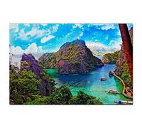 Puzzle Philippines 1000 pièces Plage cachée d'El Nido, Palawan, Philippines - Jeu de Puzzle - Illustration - Souvenir de Voyage - 70 x 50 cm