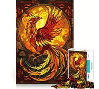 Puzzle Phoenix en vitrail 1000 pièces pour Adultes Jeu de logique Stimulant et apaisant Bords Transparents Cadeau touchant (38x26cm)