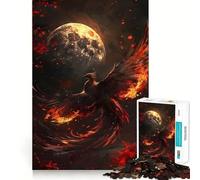 Puzzle Phoenix Pleine Lune 1000 Pièces Cadeau pour Adultes Jeu de Logique Solide et Apaisant Bords Transparents Cadeau Exceptionnel (38x26cm)