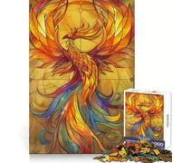 Puzzle Phoenix Retro Gold en Verre 1000 pièces pour Adultes, Jeu de logique et de détente, Bords Lisses, Cadeau saisonnier (38x26cm)