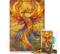 Puzzle Phoenix Retro Gold Glass 1000 pièces pour Adultes, Jeu de réflexion et de détente, Design d'assemblage, pièce de Collection (38x52cm)