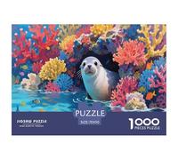 Puzzle Phoque 1000 Pièces en Carton pour Adultes Enfants Jeu Éducatif Jeu De Défi Puzzle Cadeau Enfant Home Decor 70x50cm/1000pcs
