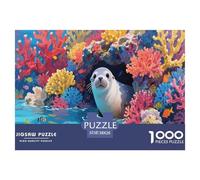 Puzzle Phoque 1000 Pièces en Carton pour Adultes Enfants Jeu Éducatif Jeu De Défi Puzzle Cadeau Famille Home Decor 38x26cm/1000pcs