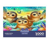 Puzzle Phoque 1000 pièces Jeu Difficile Jouet Cadeau - Phoque Trio, Coquillages, Tropical, Vivant, Joueur pour décoration Murale à la Maison, Puzzle pour Adultes et Enfants 70x50cm/1000pcs