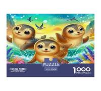 Puzzle Phoque 1000 pièces pour Adultes, Cadeaux - Phoque Trio, Coquillages, Tropical, Vivant, Joueur, Jeu éducatif, Anti-Stress, adapté au Mur 52x38cm/1000pcs