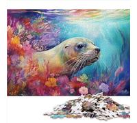 Puzzle Phoque Coloré pour Adultes - 1000 Pièces en Bois - Casse-tête (50x75 cm)