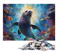 Puzzle Phoque Coloré pour Adultes 1000 Pièces en Bois - Convient aux Enfants de Plus de 12 Ans (50x75 cm)