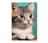 Puzzle photo de chat curieux. Puzzle en bois pour adultes et enfants, puzzle décoratif stimulant