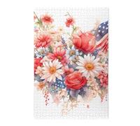 Puzzle photo drapeaux et chrysanthèmes. Puzzle en bois pour adultes et enfants - Décoration stimulante