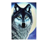 Puzzle photo loup sous la lune. Puzzle en bois pour adultes et enfants, puzzle stimulant pour décorations