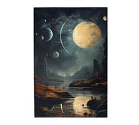 Puzzle photo lune, étoiles et planètes. Puzzle en bois pour adultes et enfants, puzzle décoratif stimulant