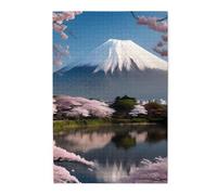 Puzzle photo Mont Fuji au début du printemps. Puzzle en bois pour adultes et enfants, décorations de puzzle stimulantes