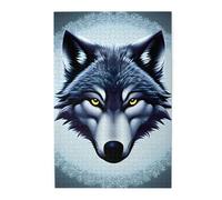 Puzzle photo tête de loup féroce. Puzzle en bois pour adultes et enfants, puzzle décoratif stimulant