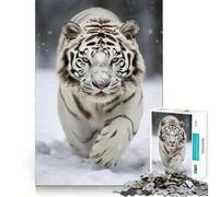 Puzzle Photo Tigre Blanc 1000 pièces Jeu Amusant Technologie de découpe Laser avancée Jouet de Divertissement d'intérieur pour Les fêtes (38x26cm)