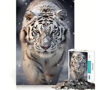 Puzzle Photo Tigre Blanc 1000 pièces Jeu de mémoire Amusant Bords Lisses,Assemblage Parfait Une façon divertissante d'occuper Les Heures vides (50x75cm)