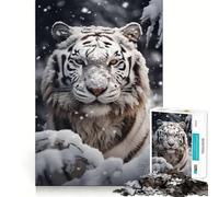 Puzzle Photo Tigre Blanc 1000 pièces,Jeu de réflexion créatif,découpes nettes,Composants Robustes,Format Voyage, (50x75cm)