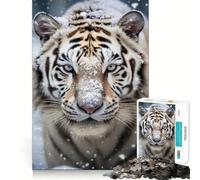 Puzzle Photo Tigre Blanc 1000 pièces pour Adolescents Stimule l'esprit Ajustement Parfait Loisirs captivants pour des Moments de détente à la Maison (38x52cm)