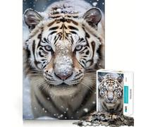 Puzzle Photo Tigre Blanc pour Adolescents,1000 pièces,Jeu Stimulant l'esprit,Taille Uniforme,pièces précises,activité Amusante en Famille Le Soir (50x75cm)
