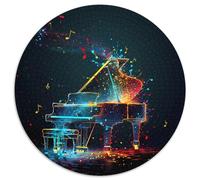 Puzzle Piano néon 1000 pièces Rond traînées Lumineuses Notes de Musique Puzzles créatifs Parfaits pour décoration intérieure et Cadeaux 1000 pièces (67,5x67,5 cm)