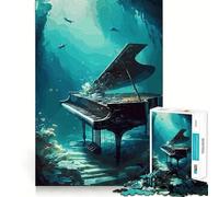 Puzzle Piano Perdu sous l'eau 1000 Pièces pour Adolescents Jeu de Logique Mentale Attente et Calme Objet de Collection Art aux Bords Fins (38x52cm)
