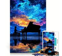 Puzzle Piano sous Ciel Étoilé pour Adultes 1000 Pièces Jeu de Logique Clair Passe-Temps Silencieux Découpe Parfaite Cadeau Élégant (38x52cm)