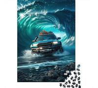 Puzzle Pick-up 1000 Pièces en Bois pour Adultes Enfants Jeu ÉduChatif Jeu De Défi Puzzles Camionnette Vague géante Cadeau Original Home Decor 1000pcs (75x50cm)
