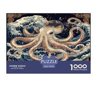 Puzzle Pieuvre De 1000 Pièces pour Adultes,Art de la Vague Un Jeu De Dexérité Très Difficile Puzzle Éducatif Et Stimulant Un Jeu Cadeau Original 70x50cm/1000pcs