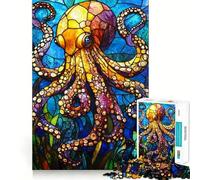 Puzzle Pieuvre en vitrail, 1000 pièces, pour Adultes Un Cadeau Unique, Facile à découper et agréable à Regarder 38x26cm