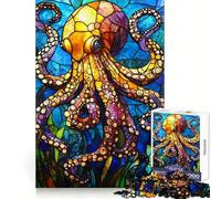 Puzzle Pieuvre en vitrail, 1000 pièces, pour Adultes Un Cadeau Unique, Facile à découper et agréable à Regarder 38x26cm