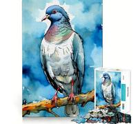 Puzzle Pigeon Aquarelle 1000 Pièces Jeu Cognitif Amusant Découpe de Haute Précision Cadeau Unique Anti-Stress (50x75cm)