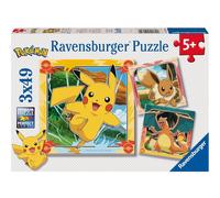 Puzzle pikachu, dracaufeu et evoli 3x49